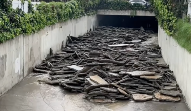 Slabs of concrete swept up in Santa Monica Channel after powerful winter storms