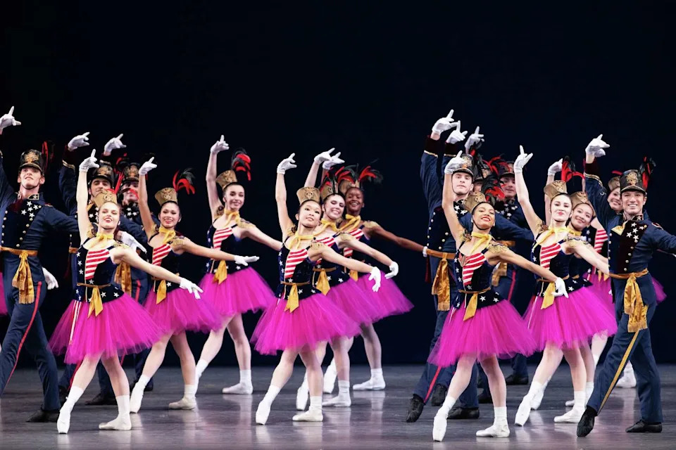 San Francisco Ballet dancers dance the finale from "The Stars and Stripes Forever" during the performance at the Opening Night Gala at the War Memorial Opera House in January 2026. The ballet has removed its Kennedy Center engagement from its touring page, signaling a possible withdrawal amid ongoing controversy. (Laura Morton/For the S.F. Chronicle)