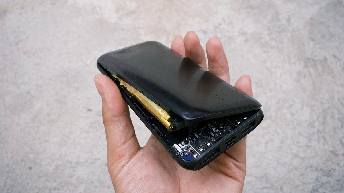 damaged portable charger that exploded