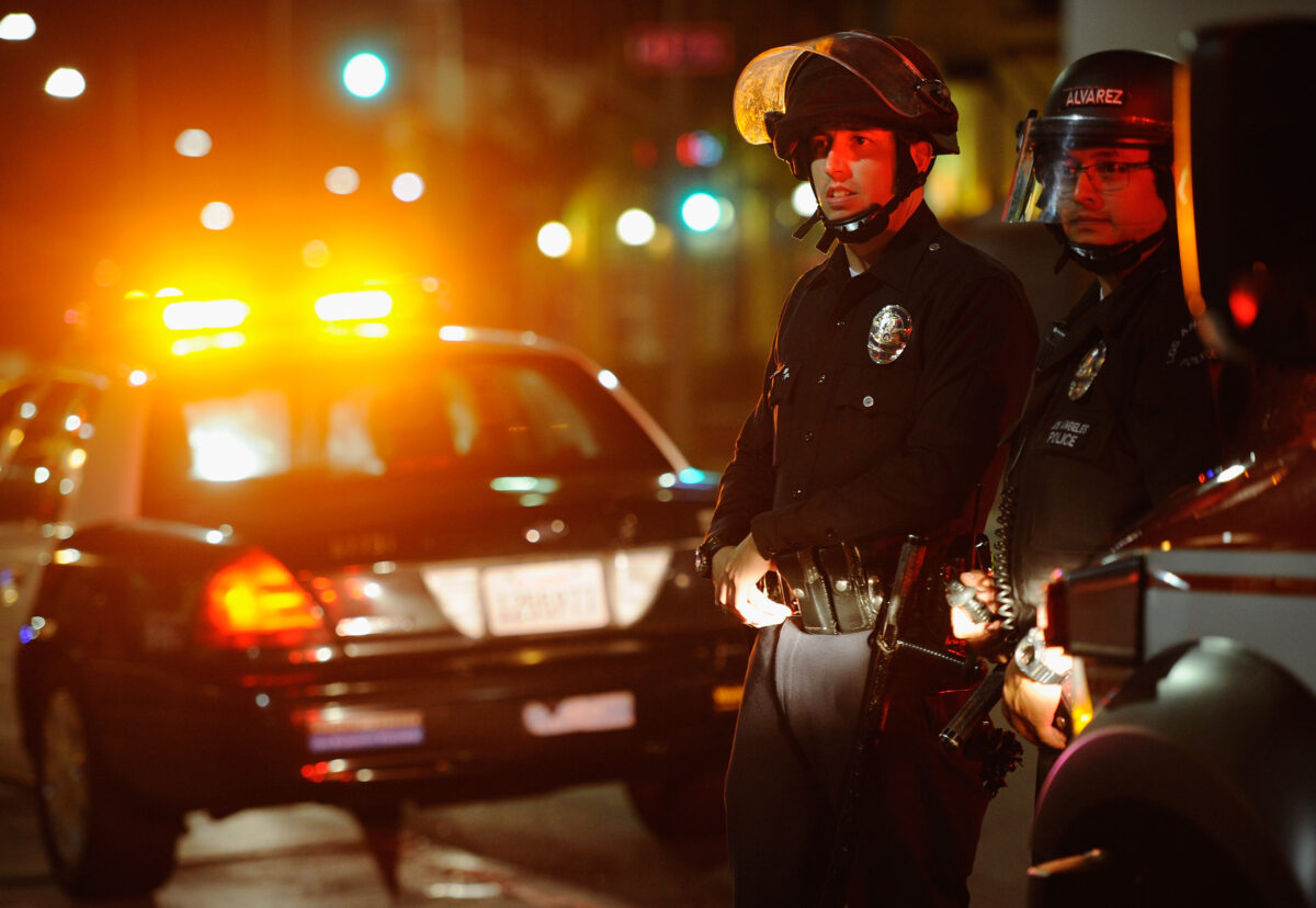 Los Angeles Police Department officers in riot gear