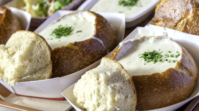 San Francisco clam chowder bowls.
