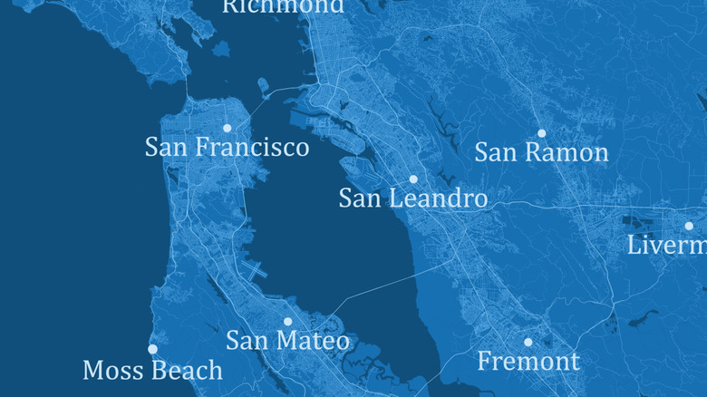 stylized map of San Francisco Bay Area