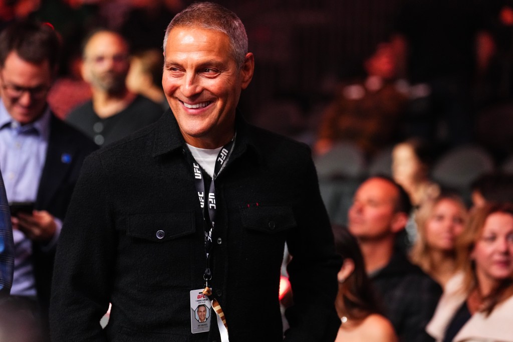 Endeavor CEO Ari Emmanuel smiling during the UFC 324 event.