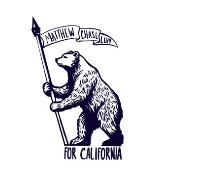Matthew Chase Levy for Governor campaign logo (bear with flag), California