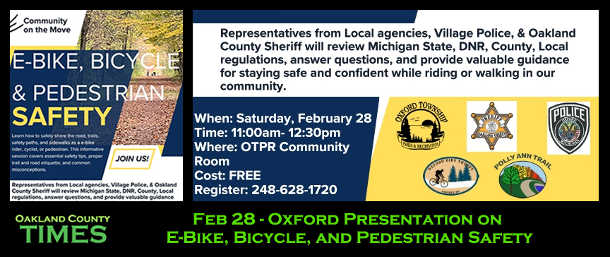 Feb 28 - Oxford Presentation on E-Bike, Bicycle, and Pedestrian Safety