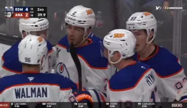 Evan Bouchard with a Goal vs. Anaheim Ducks