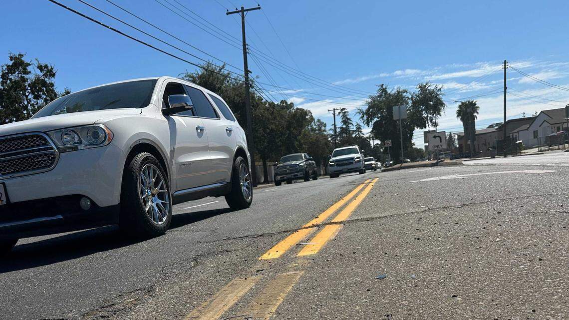 Vehicles travel along the northbound lanes of Marysville Boulevard near Nogales Street and the William J. Kinney Police Facility in North Sacramento on Wednesday, Sept. 17, 2025.