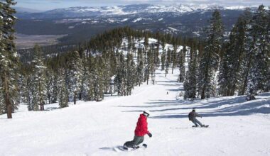 Snowboarders head down a run at Northstar ski resort in 2016. A 53-year-old Bay Area man died in a skiing accident on the Polaris black diamond trail on Sunday, and a 26-year-old Los Angeles man died on Martis Trail at the resort on Feb. 6, 2026, according to the Placer County Sheriff’s Office.