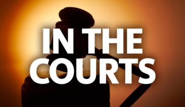 In the courts: Gavel silhouette