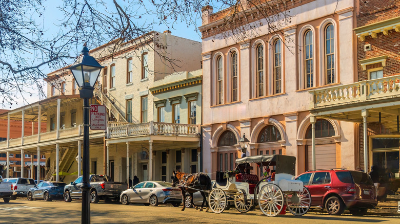 Building facades in the old town of Sacramento, California