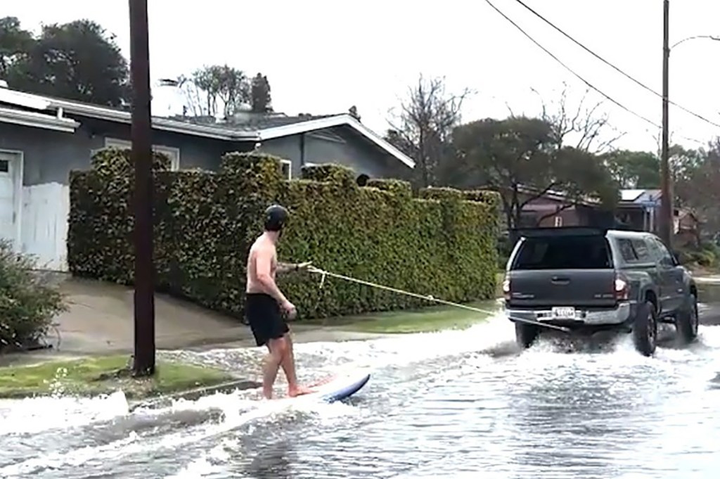 Hayden de Leon street surfing in Long Beach.