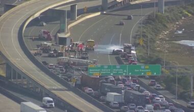 Big rig fire snarls traffic at MacArthur Maze