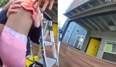 Harrowing video captures California cops catching toddler, dog tossed off balcony during massive apartment fire