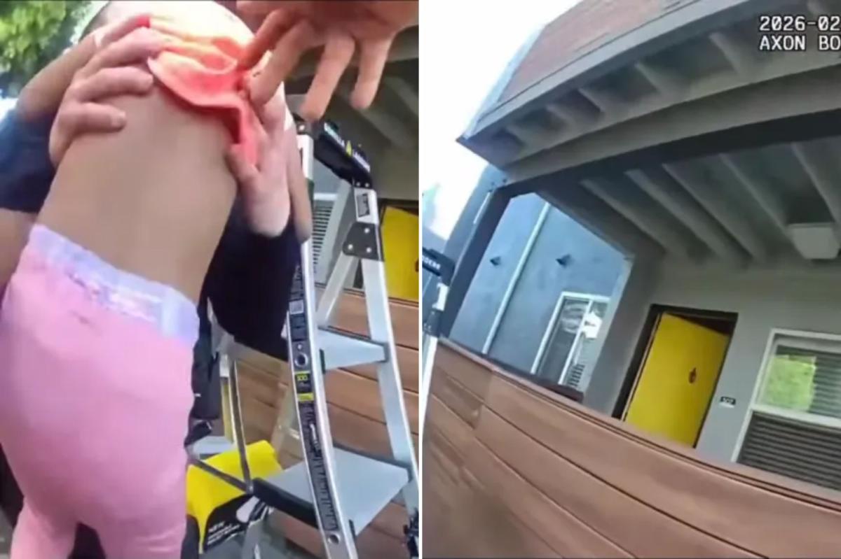 Harrowing video captures California cops catching toddler, dog tossed off balcony during massive apartment fire