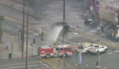 Fiery EV crash into a power pole shuts down Burbank intersection – NBC Los Angeles