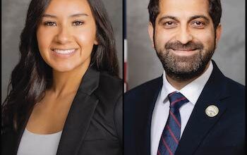man and woman head shots, side by side