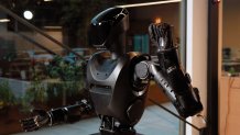 'Phantom' is Foundation's humanoid robot designed for warfare.  The machine stands 5 feet 11 inches tall and weighs nearly 180 pounds.