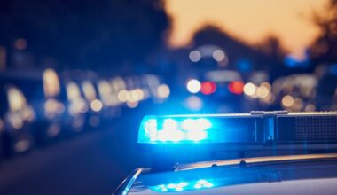 police lights in city