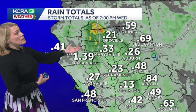 Northern California rain totals as of 7 p.m. Feb. 12, 2026