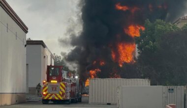 Riverside firefighter injured battling pallet fire behind commercial building