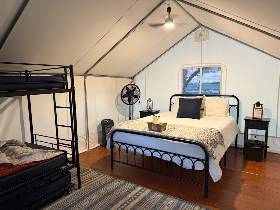 Inside the tent at Safari Park