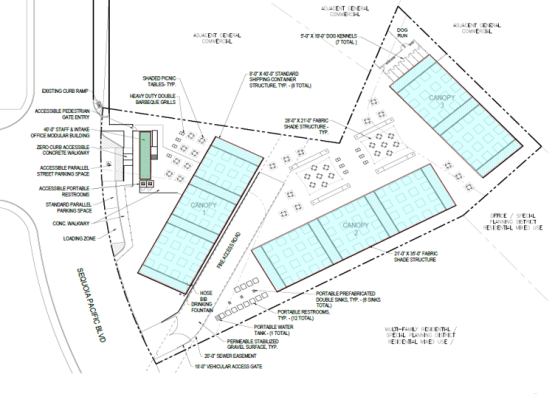Design plans for the new Safe Camping site at 291 Sequoia Pacific Blvd. 
