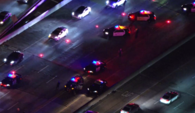 LAPD motorcycle officer hospitalized after crash on 405 Freeway