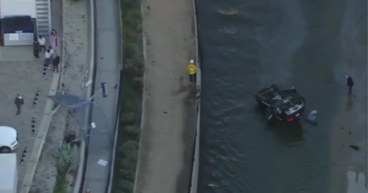 Car overturns during crash into LA River in Studio City; 1 hospitalized