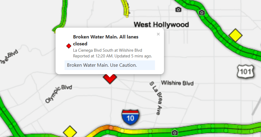 Water main break leads to closure of busy Beverly Hills intersection