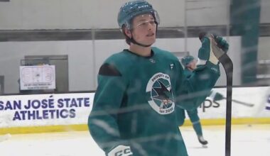San Jose Sharks' star Macklin Celebrini back on the ice