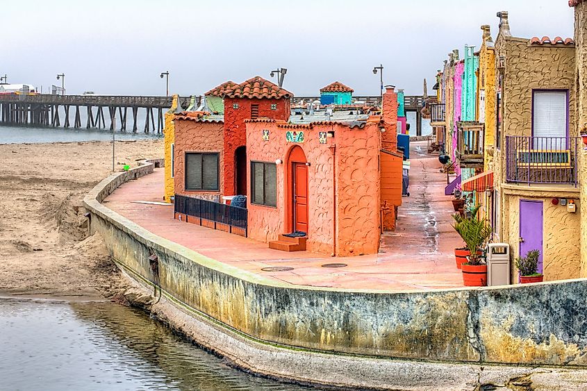 Capitola Venetian Hotel and Capitola State Beach in Capitola, California. 
