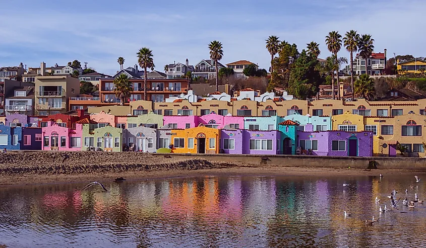 Colorful homes along the water in Capitola, California