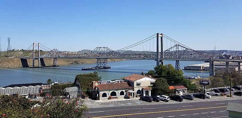 A view of the Carquinez Bridge in Crockett, California