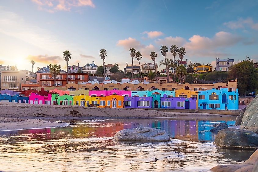 Colorful waterfront homes in Capitola, California.