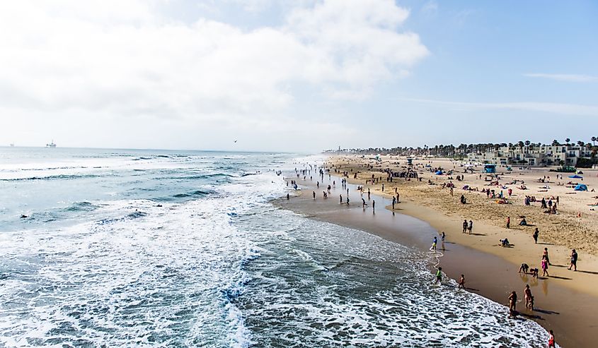 People at Huntington Beach, California.