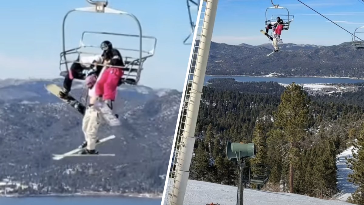 Video shows skier dangling by arms from ski lift in Big Bear – NBC Los Angeles