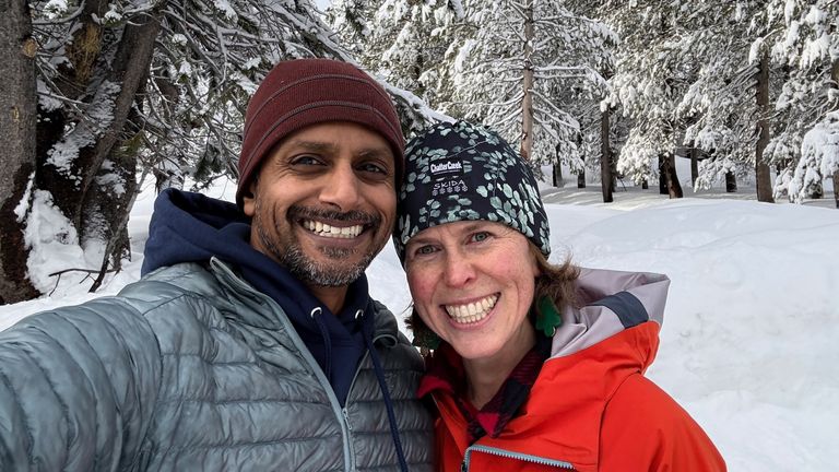 Caroline Sekar with her husband, Kiren Sekar. Pic: AP