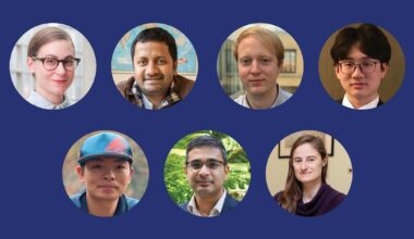 A collage of seven headshots