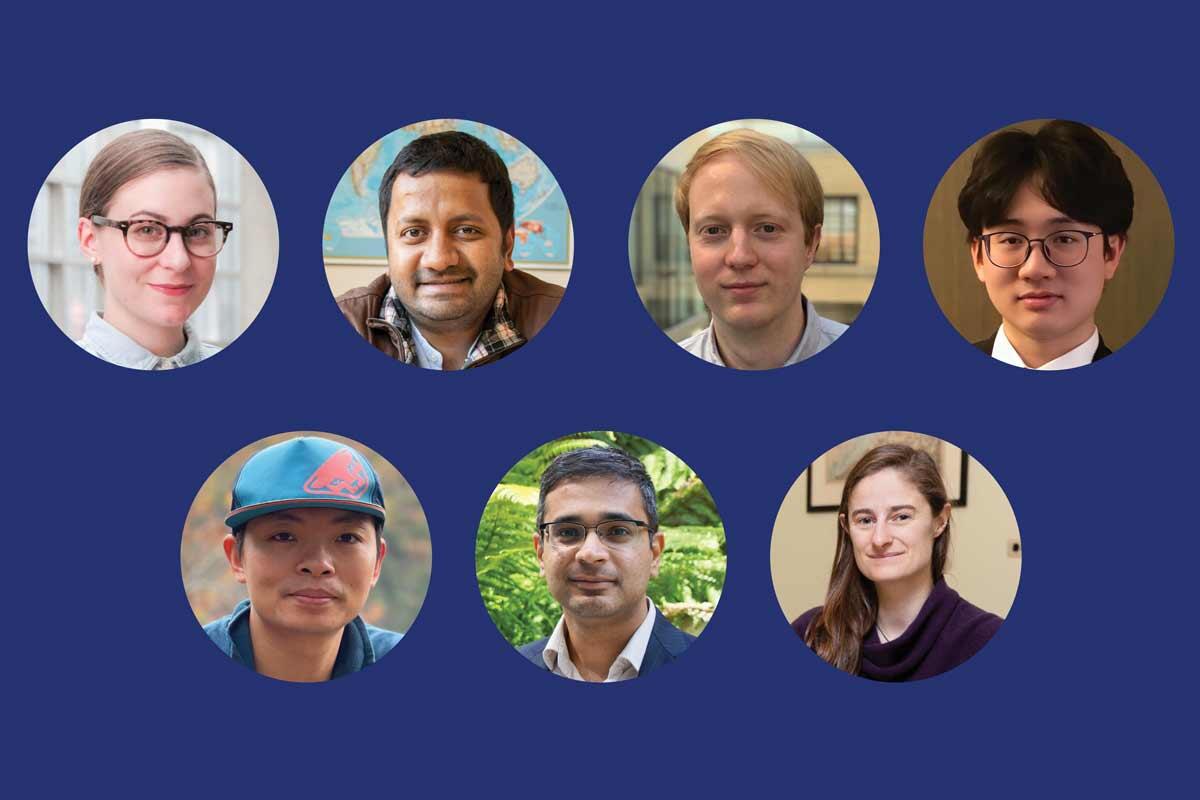 A collage of seven headshots