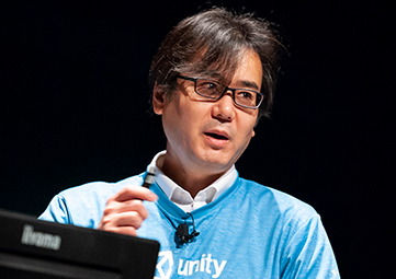 Guest presenter Hirokazu Yasuhara ( an associate professor of media science at Tokyo University of Technology and the creator of the world-famous Sonic the Hedgehog video games in the 1990s)
