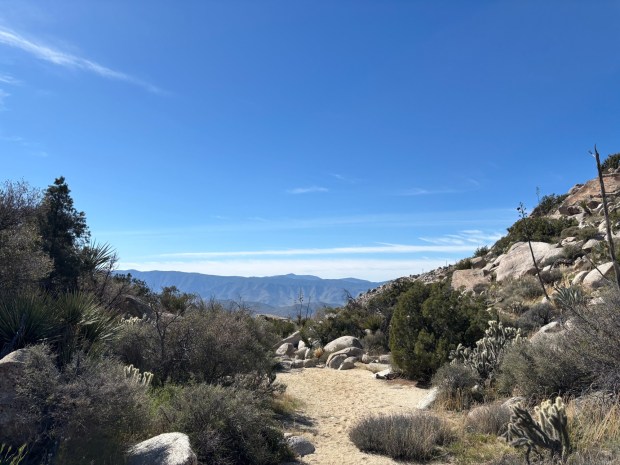 There are some flat sections between the rock scrambling on the return hike. (Maura Fox / The San Diego Union-Tribune)