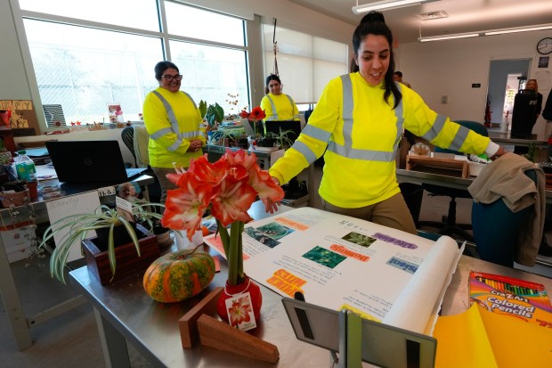 Women incarcerated at the Las Colinas Detention and Reentry Facility share what they've learned in the landscape program.  (Nelvin C. Cepeda / The San Diego Union-Tribune)