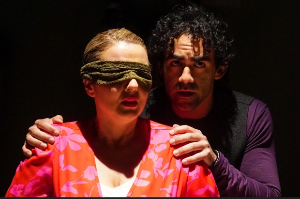 Valerie Vega, left and Lester Isariuz in OnStage Playhouse's "Fragment/o/s of Air/e." (Daren Scott)