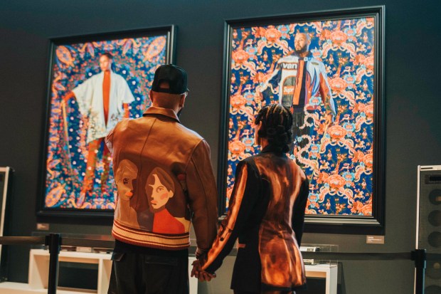 Married music artists and art collectors Swizz Beatz and Alicia Keys explore "Giants: Art from the Dean Collection of Swizz Beatz and Alicia Keys," a large-scale exhibition that will be presented April 18 through Aug. 9 at the Museum of Contemporary Art, San Diego in La Jolla. (Earl Manning)