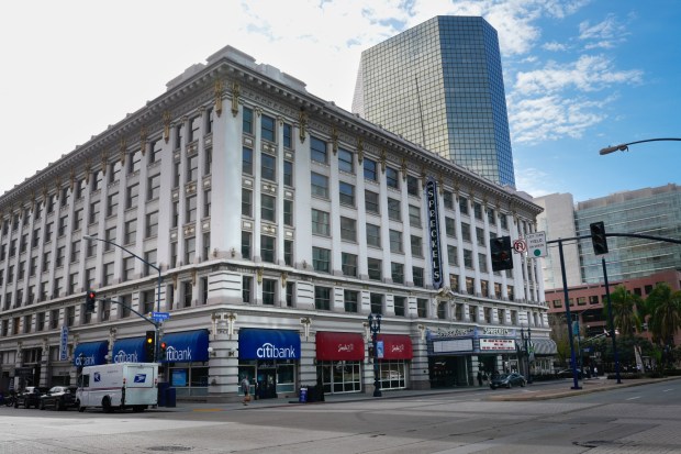The Spreckels Building and Theatre on Broadway in downtown San Diego on Thursday, Feb. 5, 2026. (Nelvin C. Cepeda / The San Diego Union-Tribune)