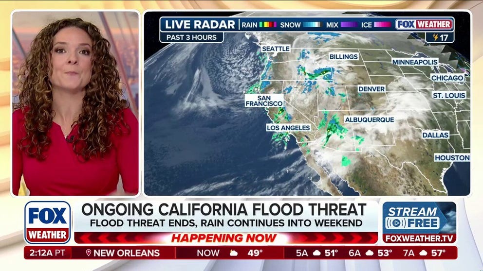 Flooding was reported Monday across parts of California, including Sacramento and Los Angeles. 1-2 inches of rain fell across the LA Basin, while 3-5 inches of rain dropped across the Coastal Range north of the Bay Area, as a plume of moisture pushed inland off the Pacific Ocean. More rain is expected across the state Tuesday, but the flood threat will wane heading into Wednesday morning. Meanwhile, heavy snow will spread from the Northern California mountain ranges into the southern part of the Sierra Tuesday. Whiteout driving conditions are expected across mountain passes. However, these storms will be beneficial for California's snowpack and the Rockies farther east, which are in a major snow deficit.