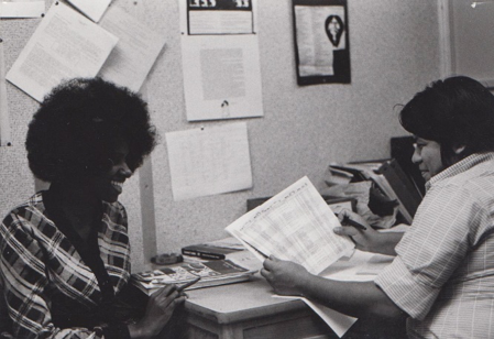 Two Sac State students in 1967. The successful graduation of eight Black students led to the creation of the Educational Opportunity Program the year prior. (Photo courtesy of Sacramento State)