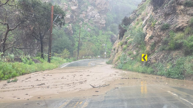 Mudslide closes part of Highway 27 in Topanga Canyon.