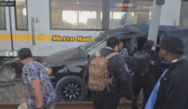 4 people hospitalized after Metro train collides with car in South Los Angeles