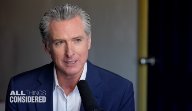 The California Governor aims to keep his party energized as his term draws to a close. : NPR